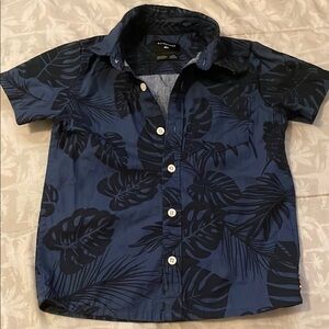 Quiksilver Blue Button Down Shirt with Tropical Print